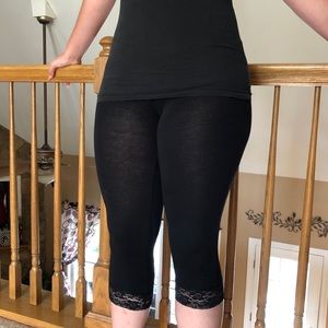 black crop lace leggings